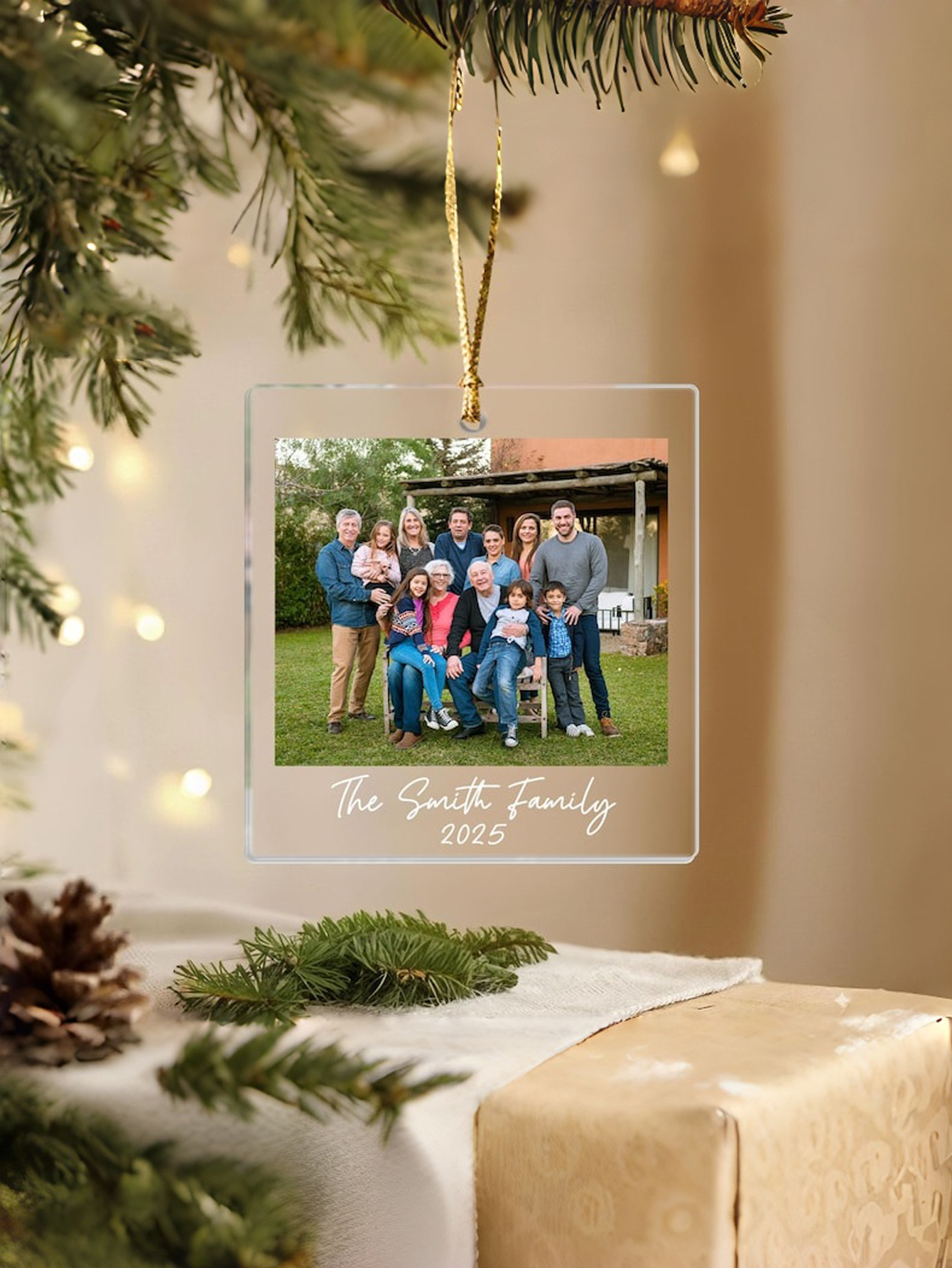 Custom Family Photo Christmas Ornament 2025: Large Family Christmas Keepsake, Picture Portrait Ornament Gift